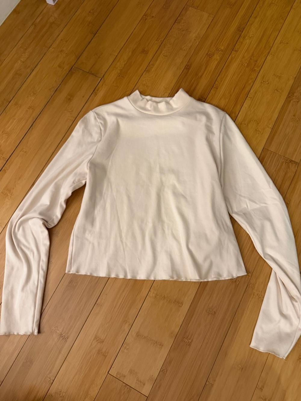 Light Cream Mock Neck Long-Sleeve Top